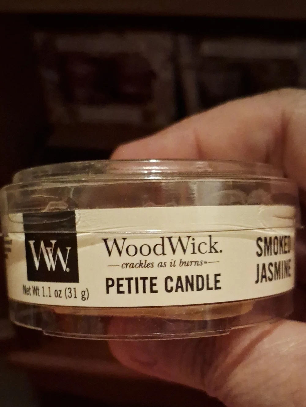 2 WoodWick Smoked Jasmine Petite Candle - Cream Label